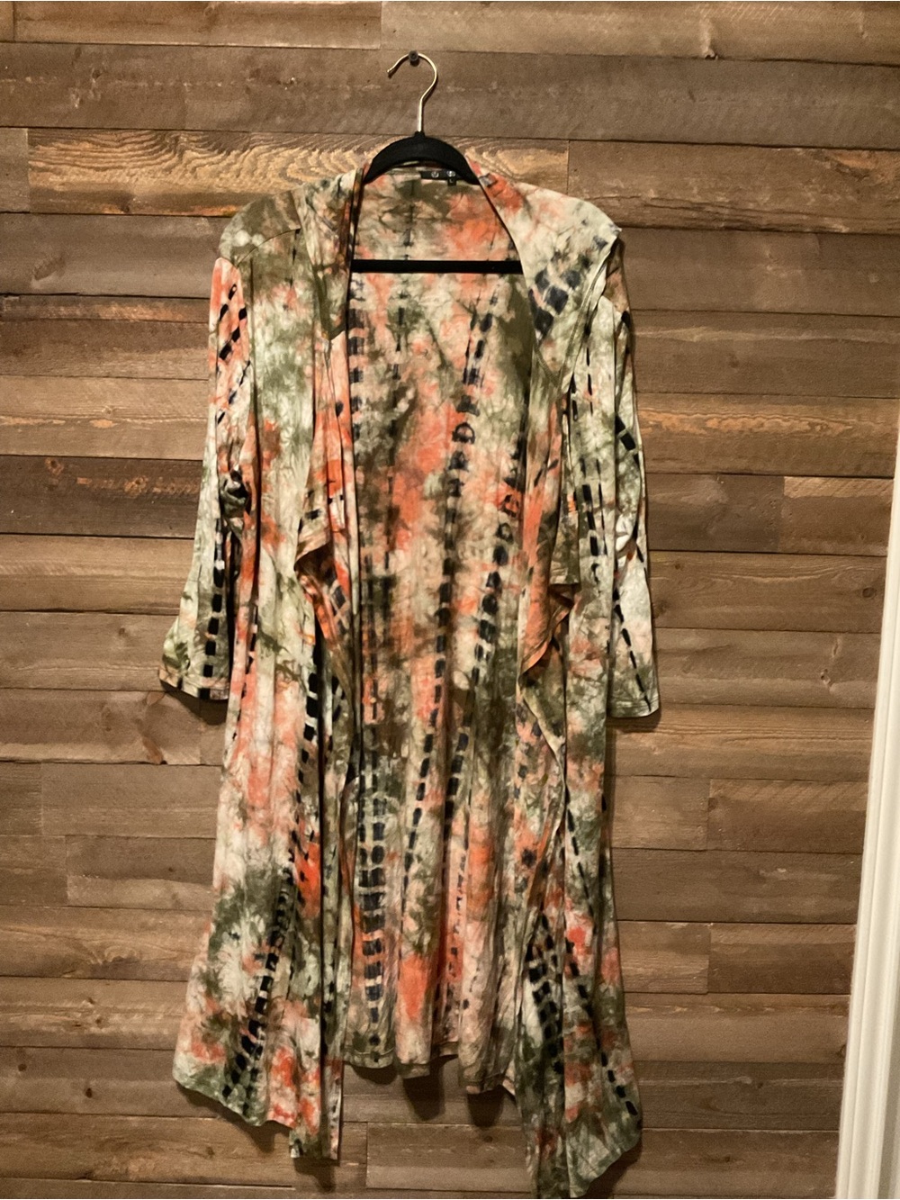 Coin 1804 Tie-Dye Jersey Hooded Long Duster Cardigan Women’s Size Large